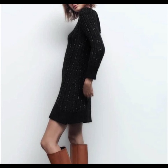 Zara Open Back Tweed Sweater Mini Dress Size S - Picture 6 of 6
